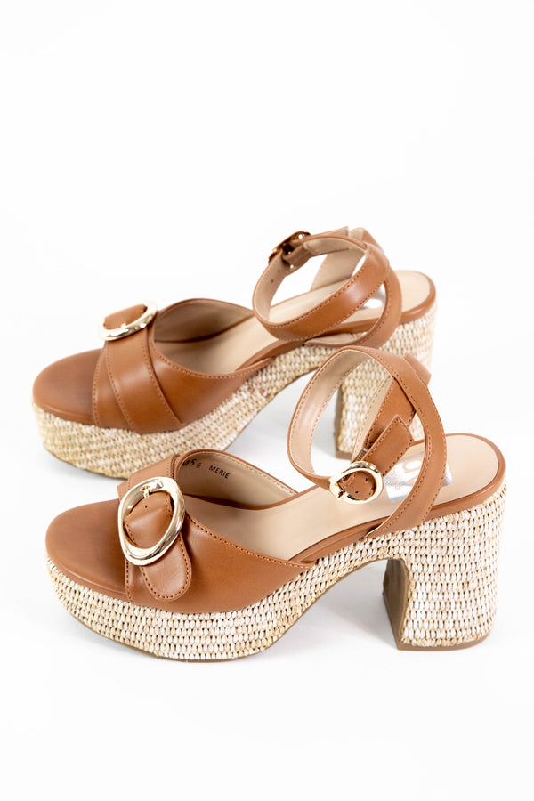 Merie Buckle Detail Platform Dress Sandal, Tan | DV by Dolce Vita