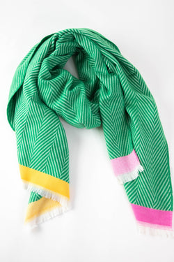 Olivia Zigzag Pattern Scarf, Green