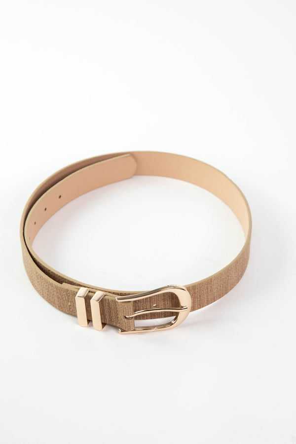 Kalli U Buckle Weave Belt, Tan