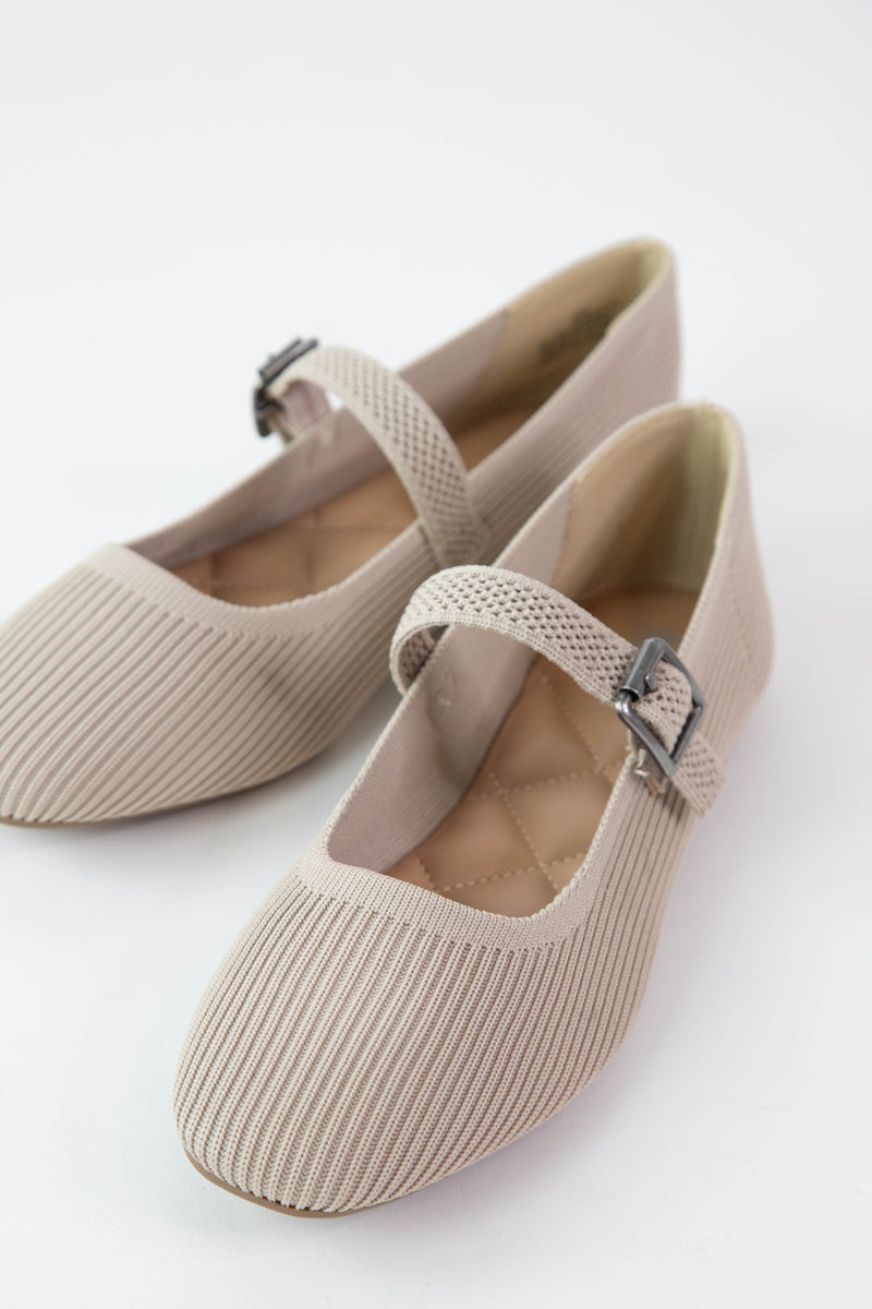 Brita Mary Jane Ballet Flat, Oatmeal Knit