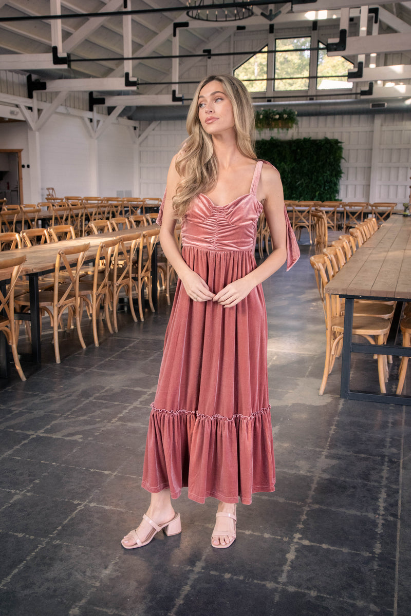 Jules Velvet Maxi Dress, Mauve