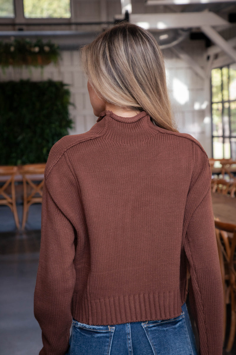 Lanie Reverse Seam Sweater, Chestnut