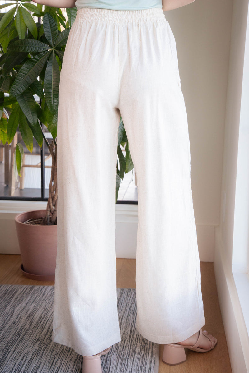 Myra Linen Blend Pants, Oatmeal