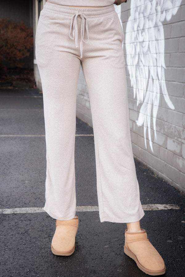 Elise Soft Melange Hacci Pants, Ash Mocha