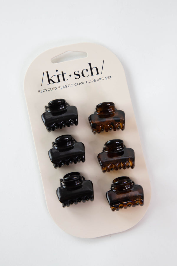 Recycled Plastic Mini Claw Clip Set, Black/Tortoiseshell | Kitsch