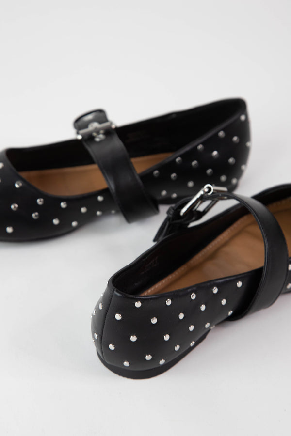 Mellie Buckle Mary Jane Flat, Black Stud | DV by Dolce Vita