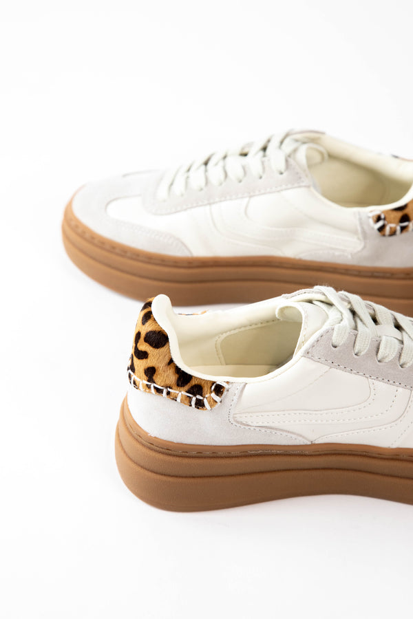 Dodge Leopard Accent Sneakers, Bone Multi | Steve Madden