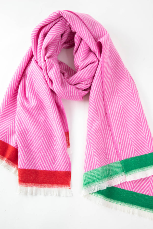 Olivia Zigzag Pattern Scarf, Pink