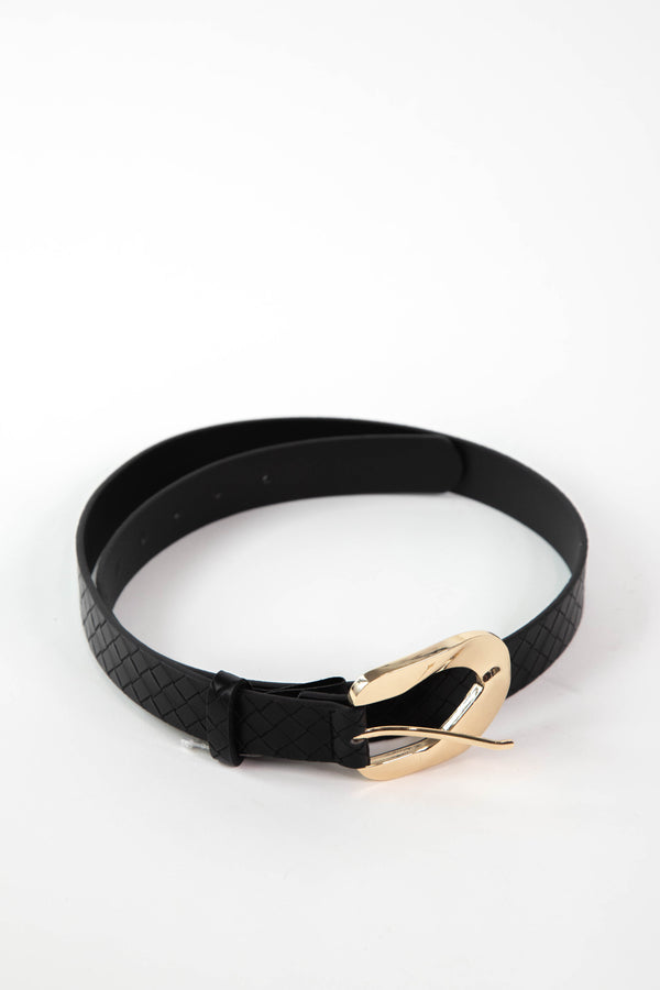 Candace Metal Buckle Belt, Black