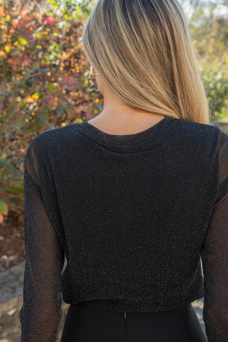 Sparkle Mesh Perfect Tee, Black | Sanctuary