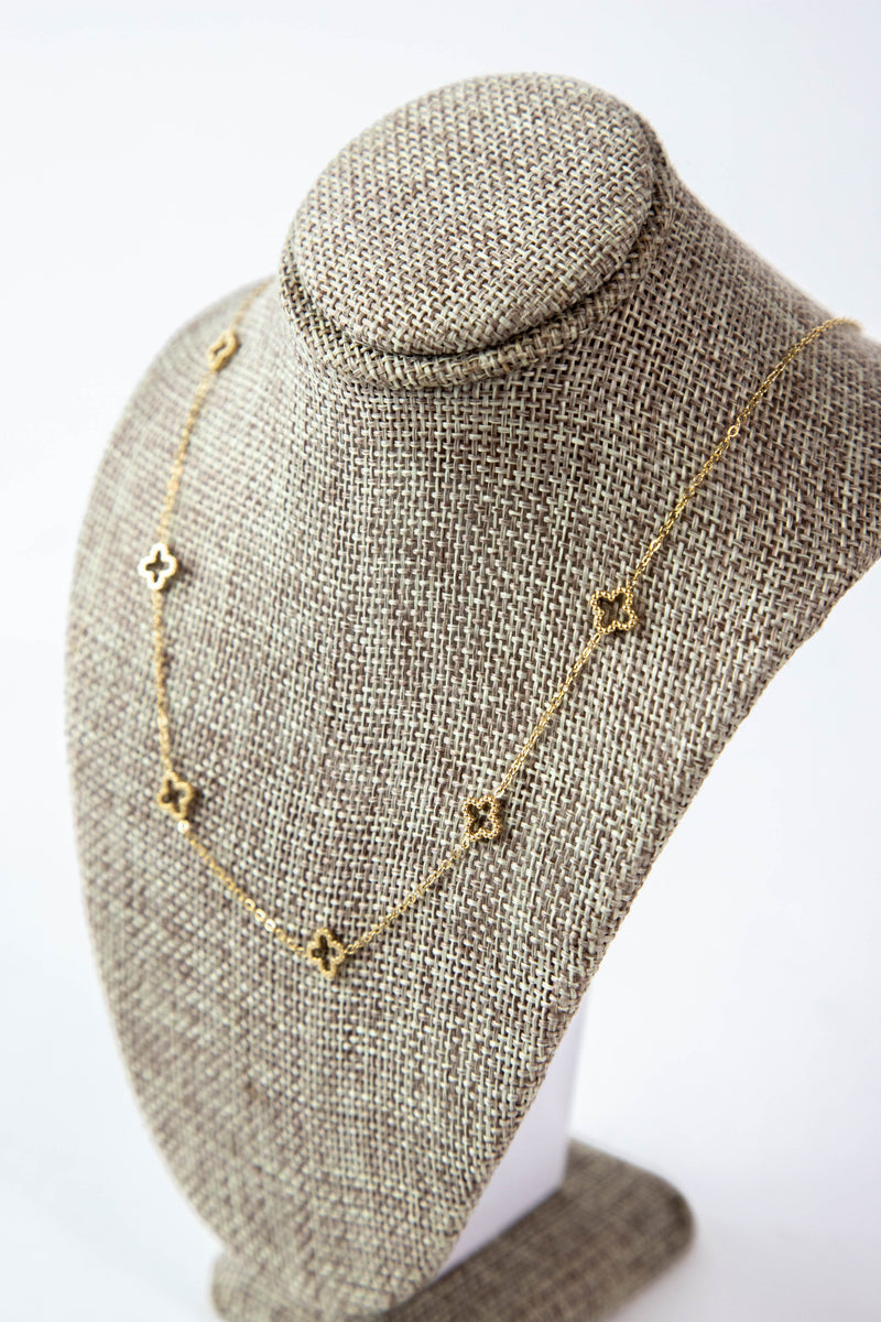 Open Clover Station Necklace, Gold