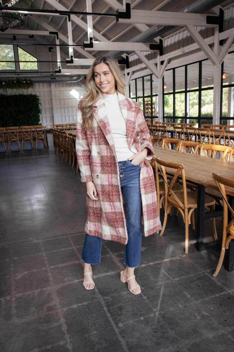 Melinda Oversized Long Coat, Rose Mix