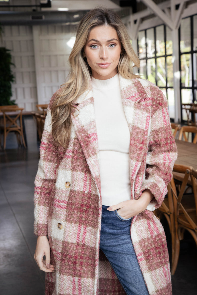 Melinda Oversized Long Coat, Rose Mix