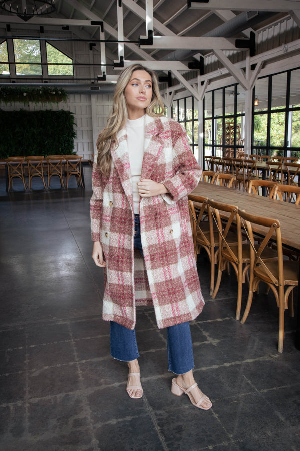 Melinda Oversized Long Coat, Rose Mix