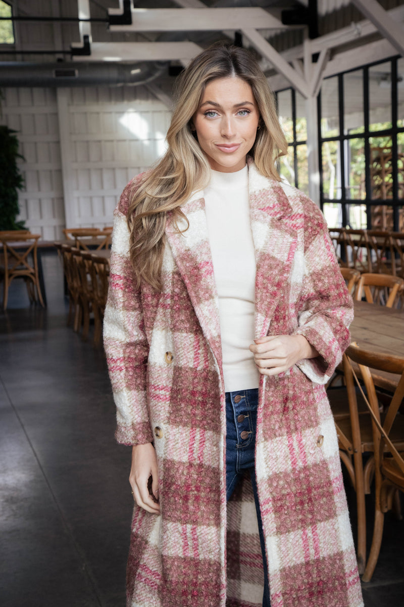 Melinda Oversized Long Coat, Rose Mix