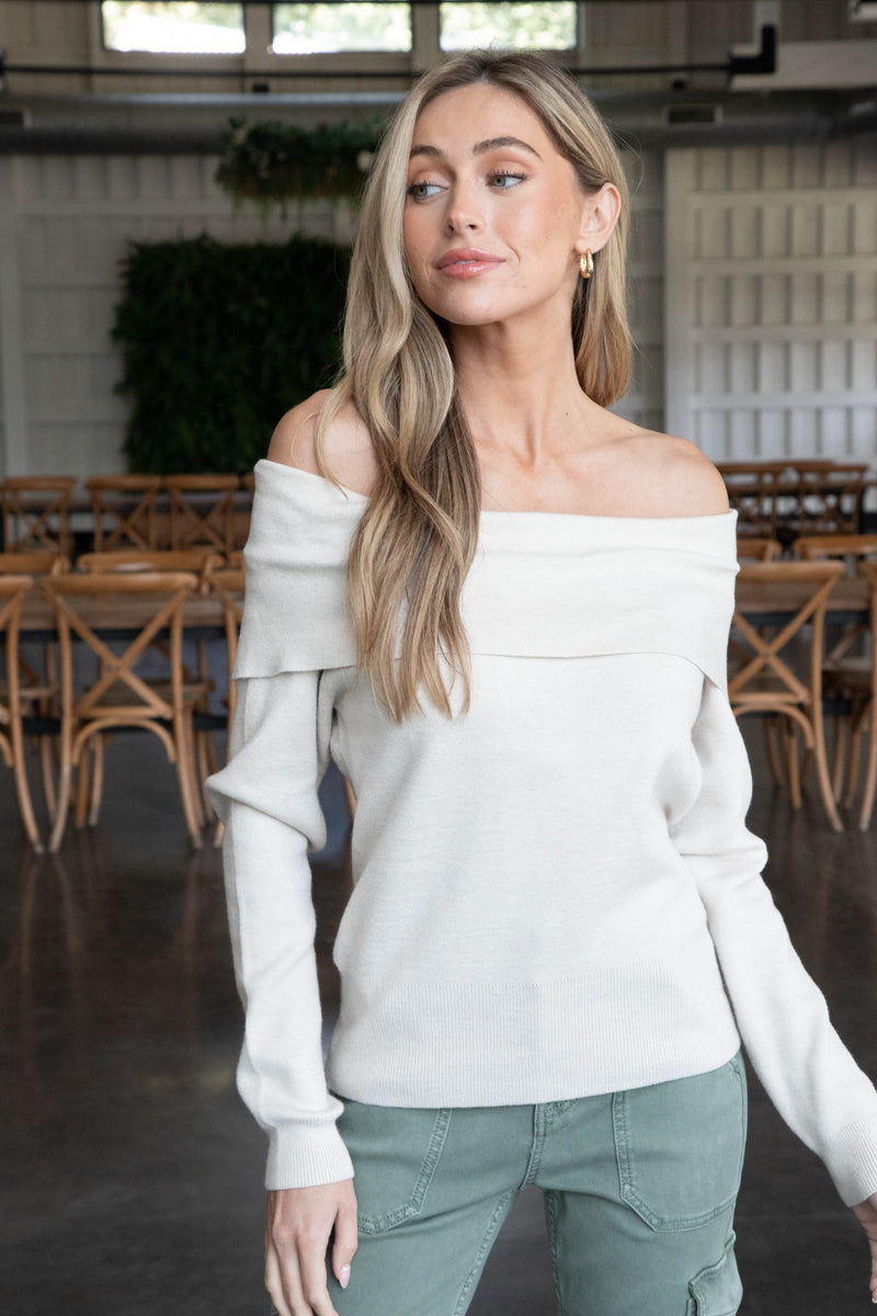 Angelique Boat Neck Pullover, Oatmeal | RD Style