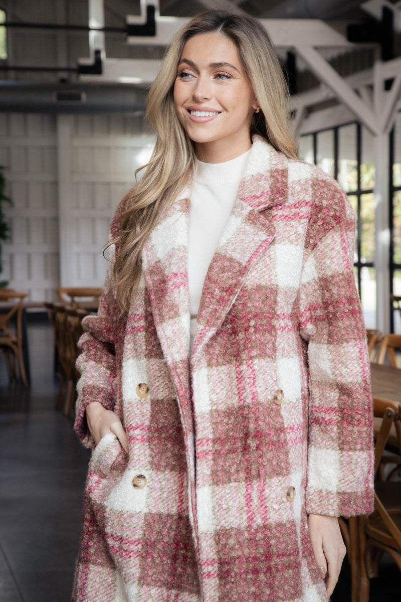 Melinda Oversized Long Coat, Rose Mix