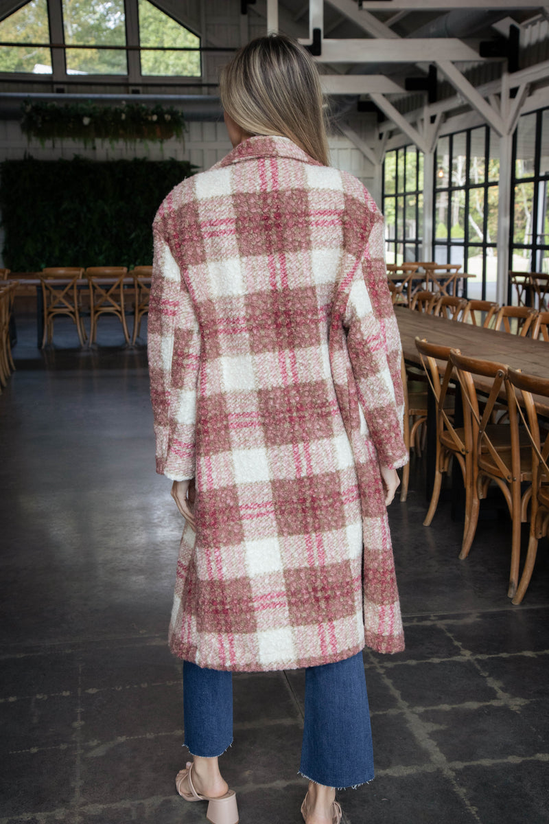 Melinda Oversized Long Coat, Rose Mix