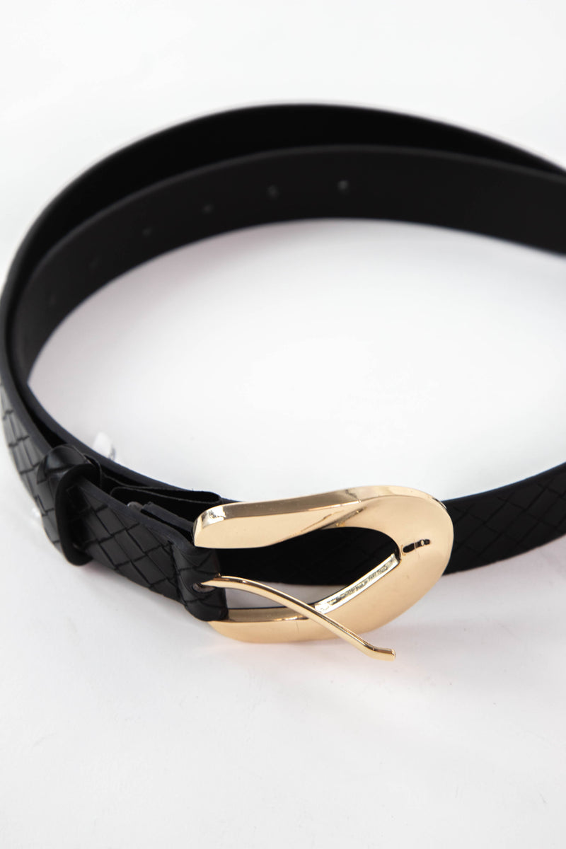 Candace Metal Buckle Belt, Black