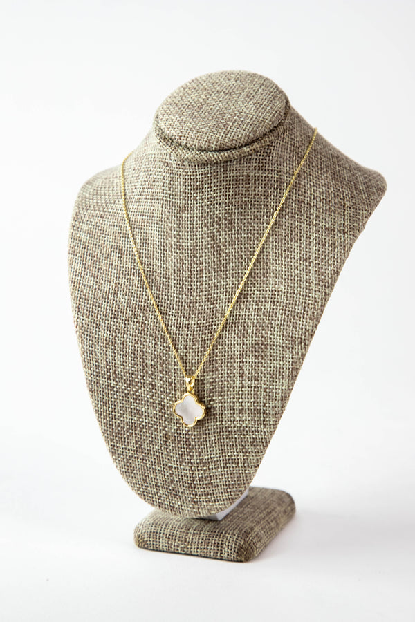 Mop Clover Pendant Necklace, Gold