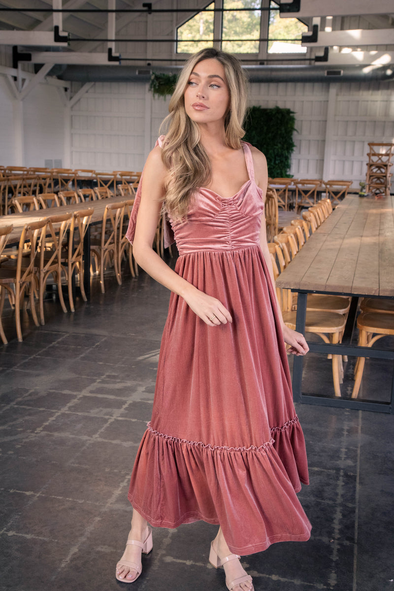 Jules Velvet Maxi Dress, Mauve