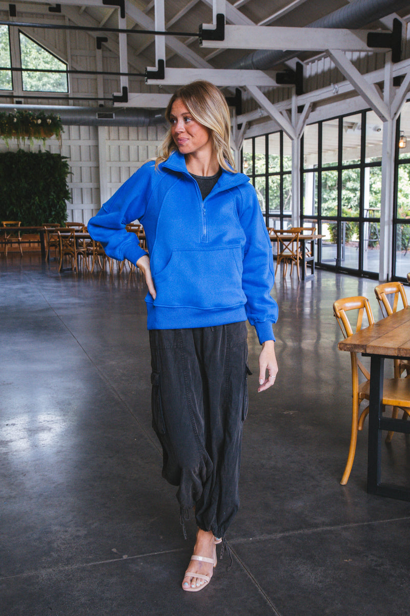 Bailee Half-Zip Sweatshirt, Cobalt