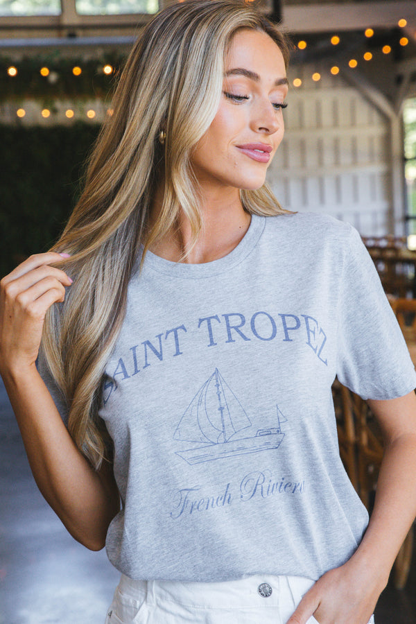 Saint Tropez Graphic Tee, Heather Grey