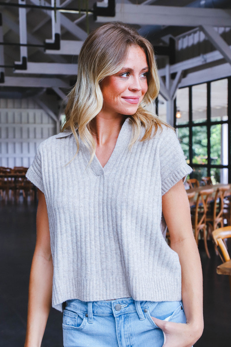 Desiree Sleeveless Sweater, Oatmeal