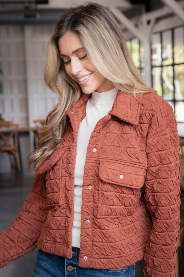 Mandy Triangle Quilted Jacket, Vintage Brick