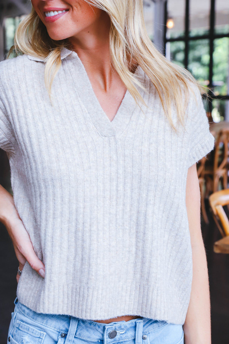 Desiree Sleeveless Sweater, Oatmeal