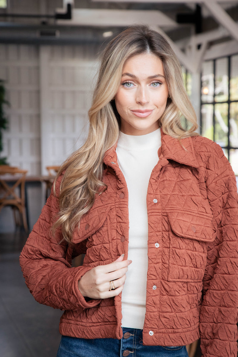 Mandy Triangle Quilted Jacket, Vintage Brick