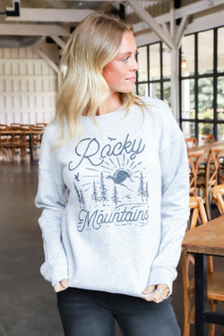 Rocky Mountains Graphic Sweatshirt, Light Heather Grey