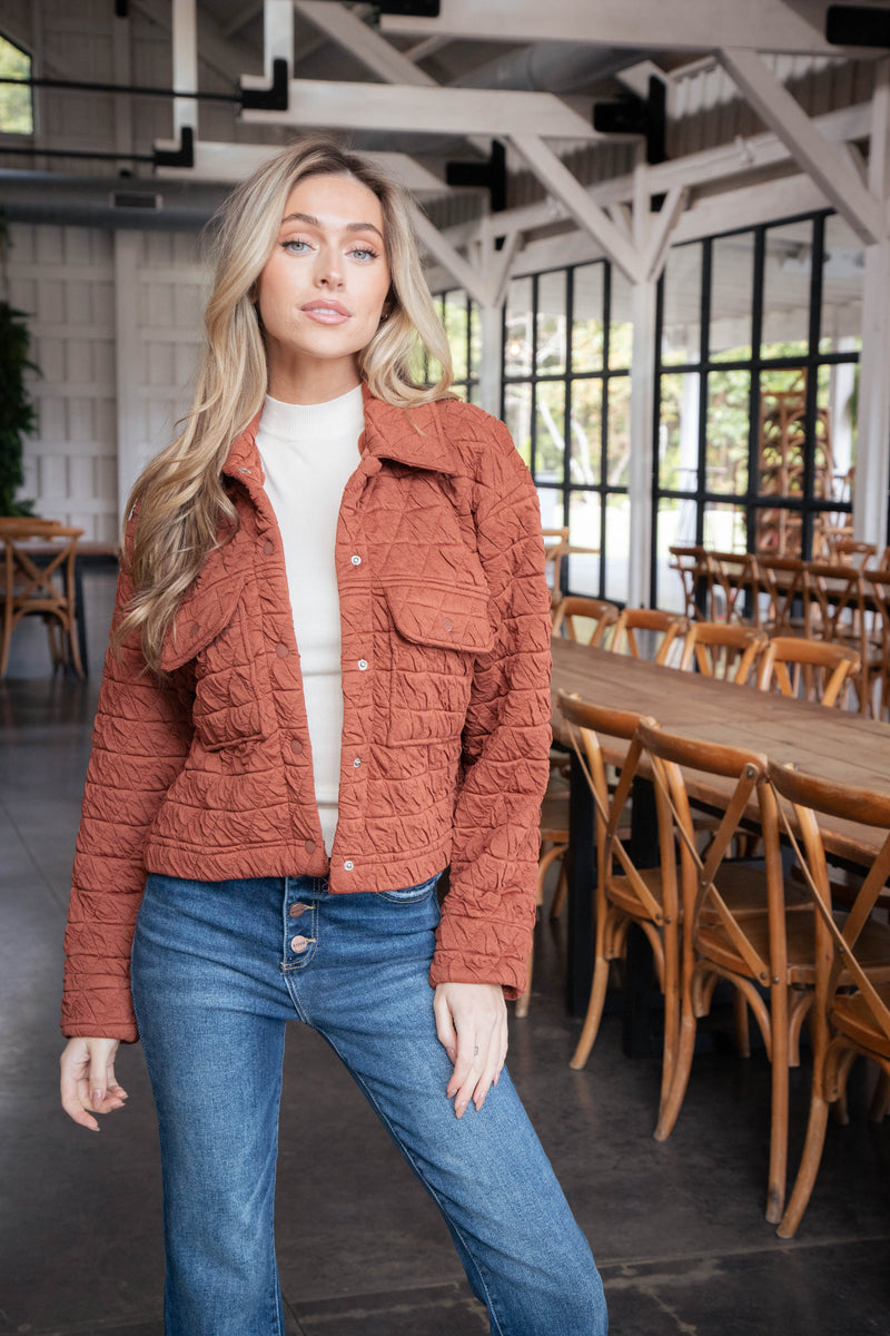 Mandy Triangle Quilted Jacket, Vintage Brick