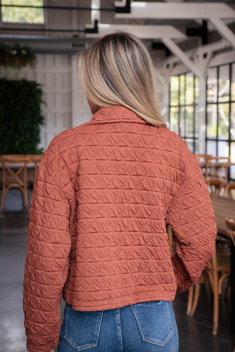 Mandy Triangle Quilted Jacket, Vintage Brick