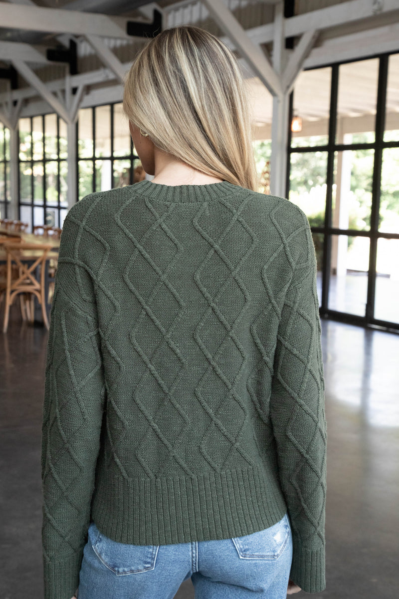 Coastal Cable Sweater, Dark Olive | Sanctuary