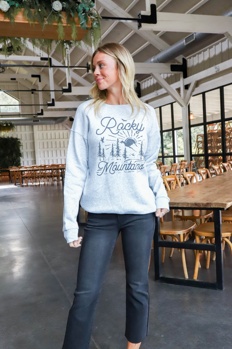 Rocky Mountains Graphic Sweatshirt, Light Heather Grey