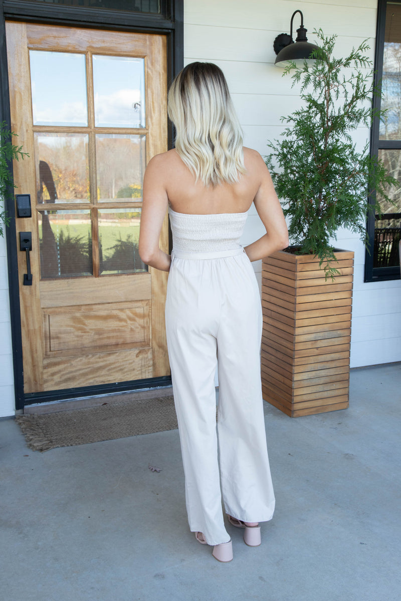 Past Midnight Tube Jumpsuit, Cream | Sadie & Sage