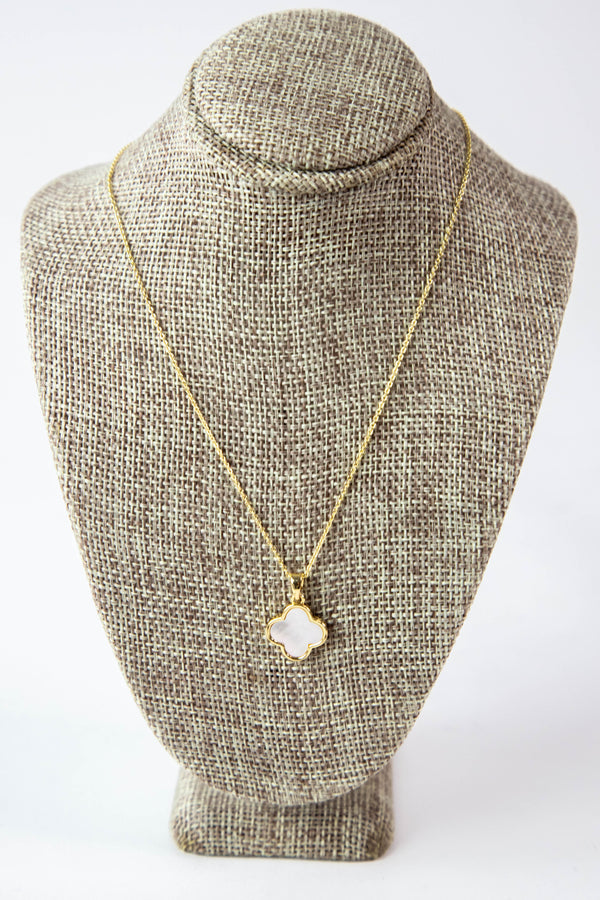 Mop Clover Pendant Necklace, Gold