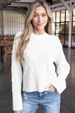 Coastal Cable Sweater, Chalk | Sanctuary