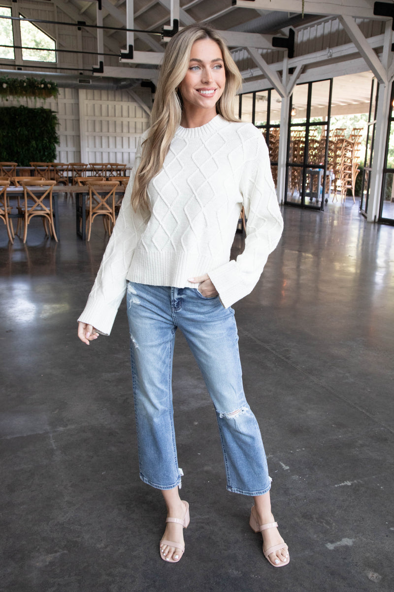 Coastal Cable Sweater, Chalk | Sanctuary