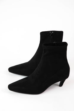 Lean Suede Kitten Heel Bootie, Black