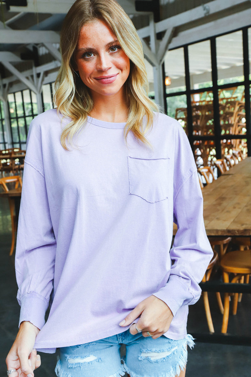 Ari Washed Pocket Tee, Lavender