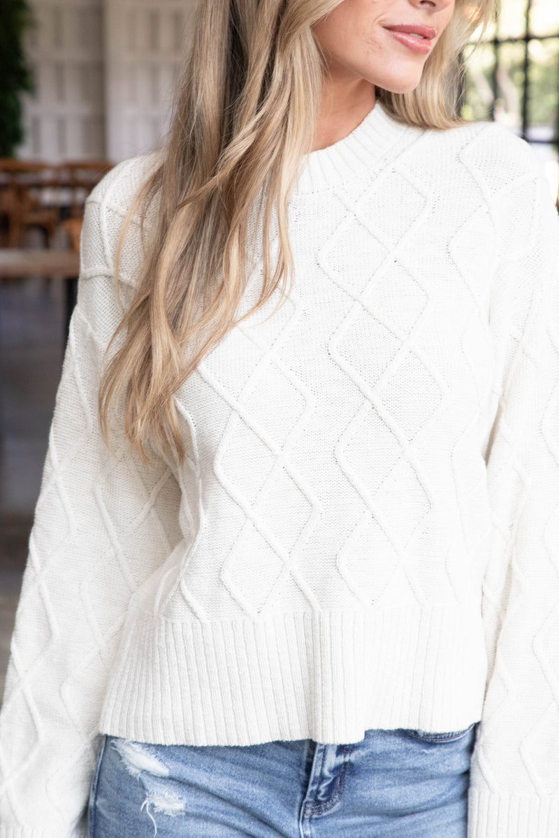 Coastal Cable Sweater, Chalk | Sanctuary