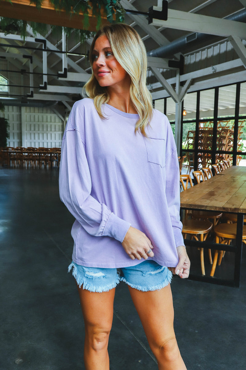 Ari Washed Pocket Tee, Lavender