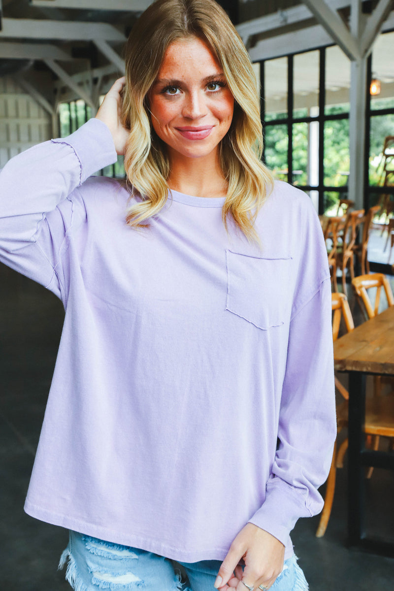 Ari Washed Pocket Tee, Lavender