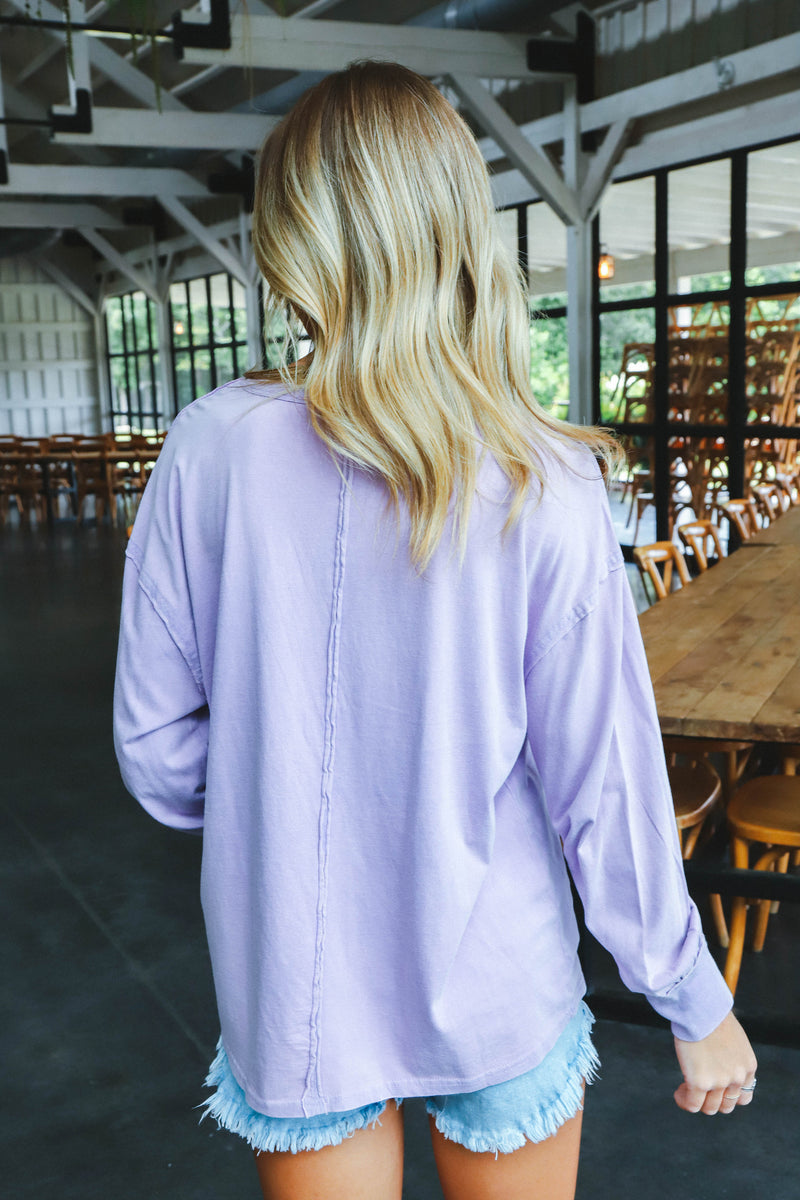 Ari Washed Pocket Tee, Lavender