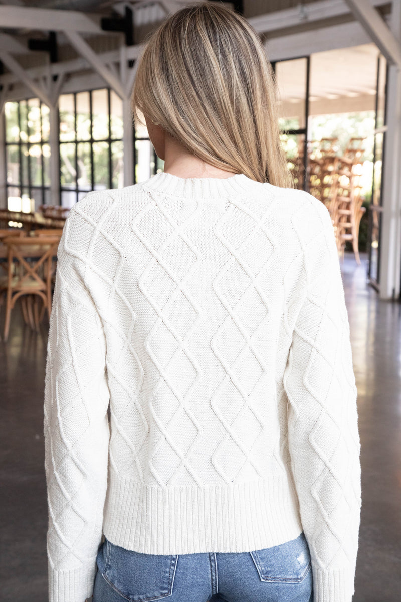 Coastal Cable Sweater, Chalk | Sanctuary