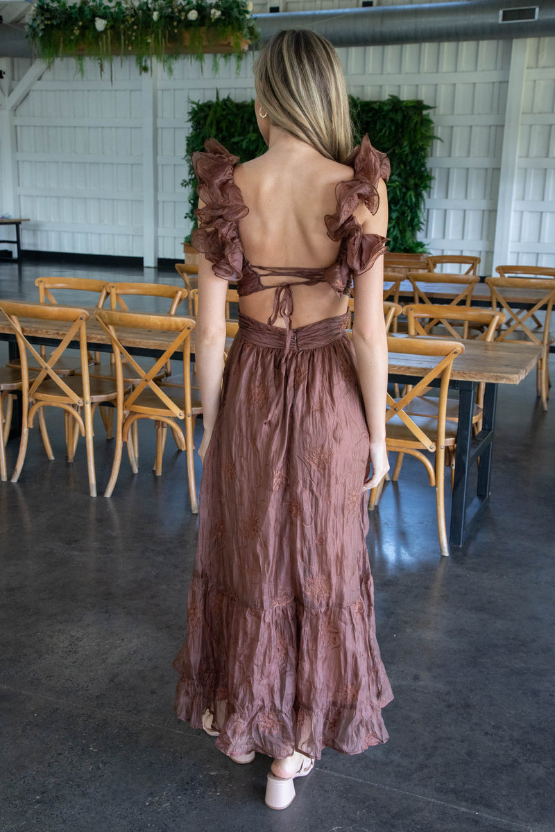 Samara Monochromatic Maxi Dress, Brown Floral