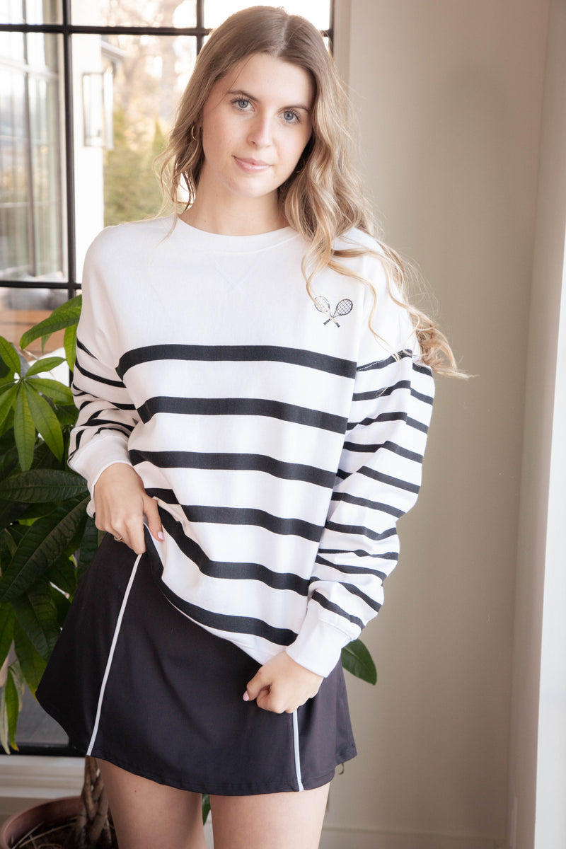 Palisades Striped Sweatshirt, White | Z Supply