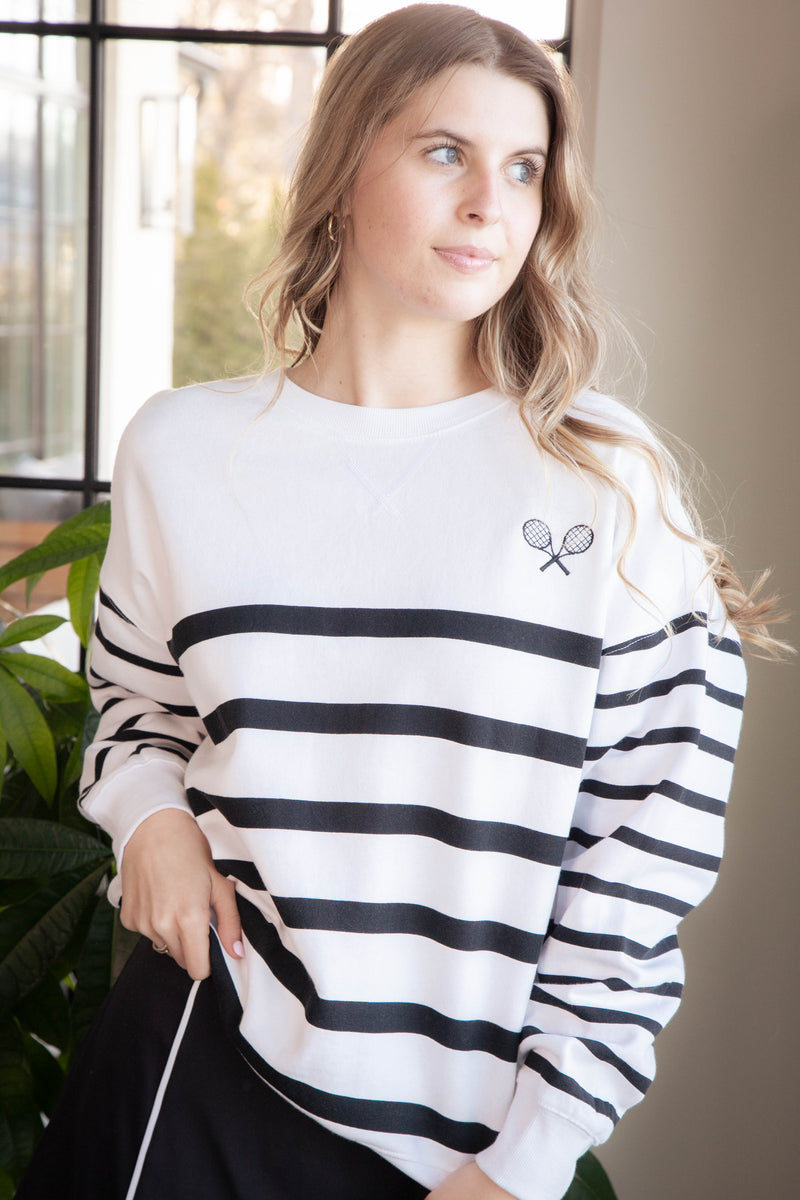 Palisades Striped Sweatshirt, White | Z Supply